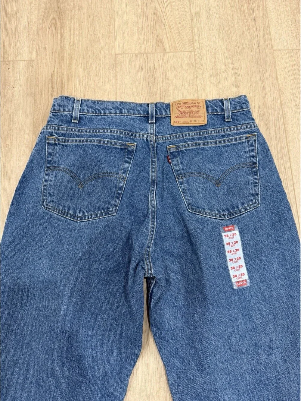 NWOT Vintage 90s Levis 560 Jeans 36x31 Loose Fit Tapered Leg Blue USA Made 1997